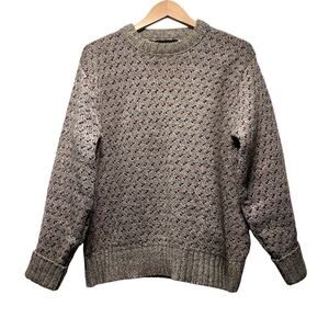 VTG 90s Eddie Bauer Chunky Wool Birds Eye Knit Cardigan Sweater USA Size Medium